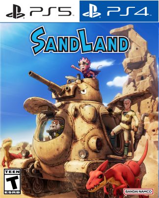 Fast-moving custom tank in a dusty desert chase, with explosions under a dramatic sunset.