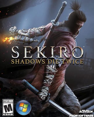 A shinobi dives through a moonlit sky as sparks fly from his blade.